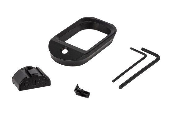 The Glock 19 Agency Arms magazine well comes with all the required mounting hardware